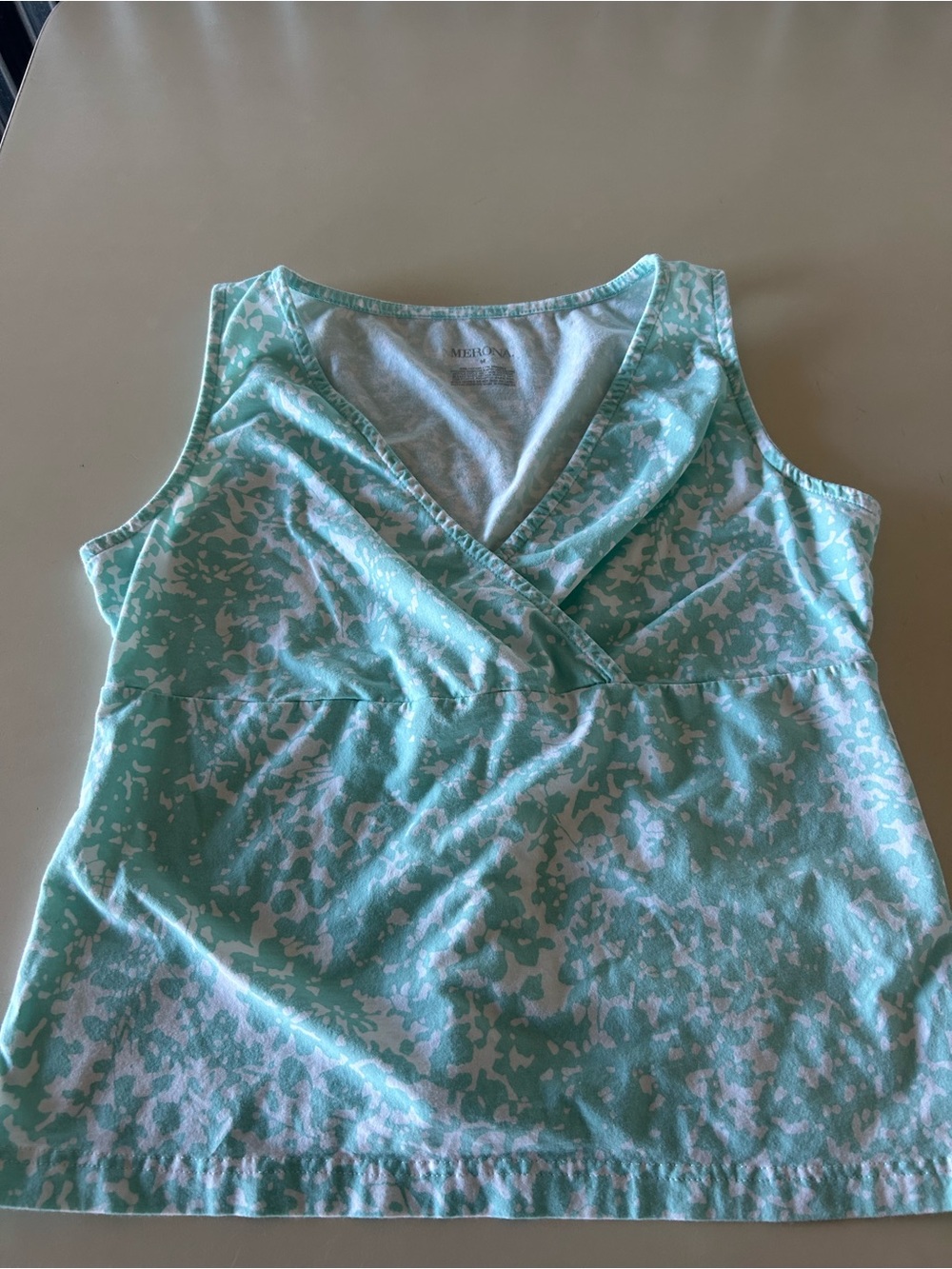 Merona Mint Green and White Sleeveless  Tank